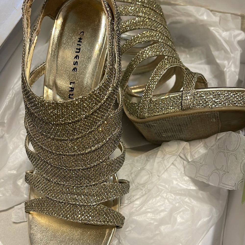 Gold glitter heels